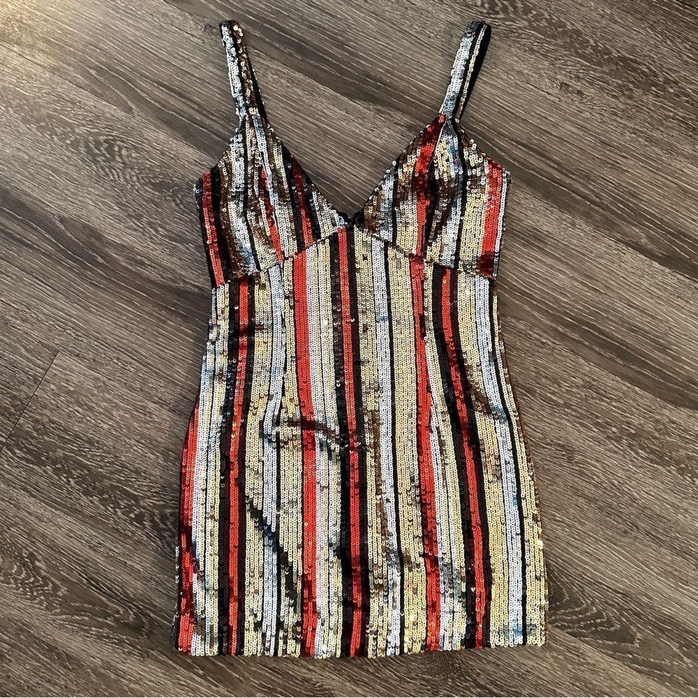 NBD Serena Mini Dress in Gold & Silver